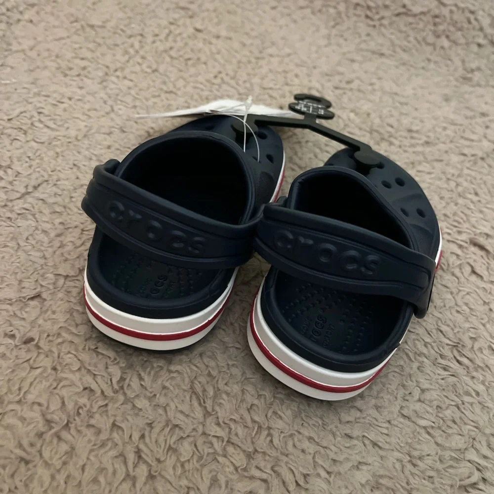 CROCS Kids Navy Bayaband Clog Water Shoes with Red Accents Size C4 NWT
